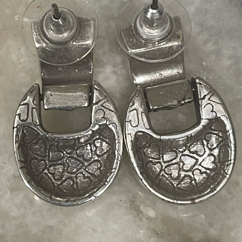 Brighton Travis Door Knocker Two Tone Stud Dangle Earrings Retired - Picture 3 of 5